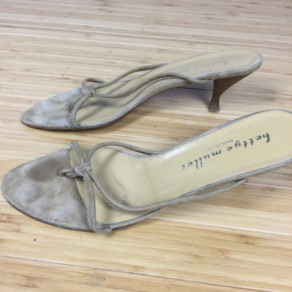 Bettye Muller Cream Suede Slide Sandals 40 - Picture 4 of 10